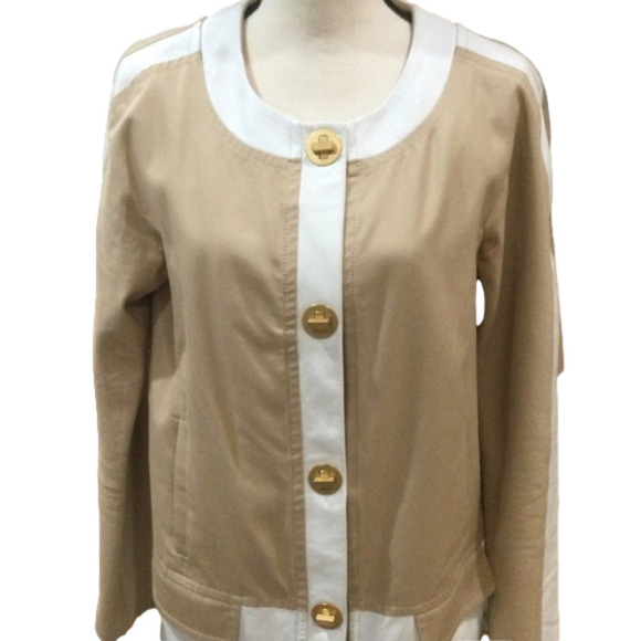 𝅺Anthropologie Leifsdottir Cotton Twill and Leather Coat, Size 8 - Picture 3 of 11